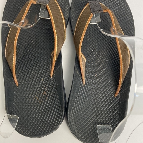 Chaco Vibram Flip Flops Sandals Brown Tan Orange Stripe Gorpcore Hiking Scandi main image 9